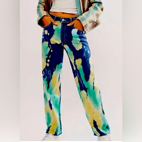 MOTHER SUPERIOR The Thrasher Flood Jeans Lava Lamp BLUE/GREEN/YELLOW Size 26 NEW - Picture 2 of 11